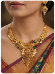 Traditional Meenakari Peacock Gold Plated Choker Set