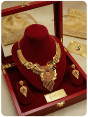 Traditional Meenakari Peacock Gold Plated Choker Set